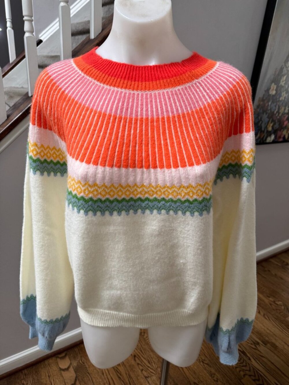Hyacinth House Tuckernuck Pastel Color Block Crewneck Sweater Size Medium
